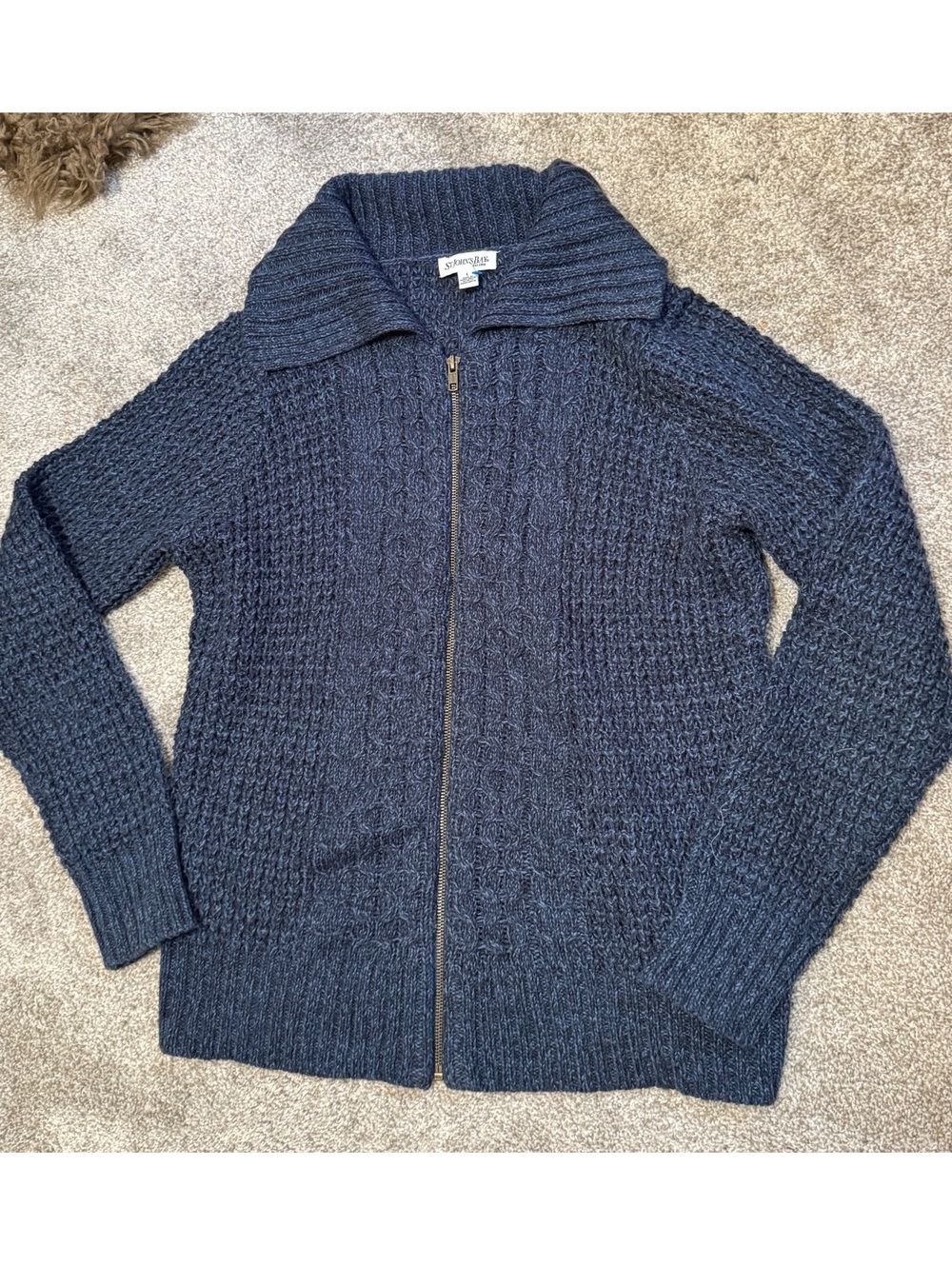 St. John's Bay women's Large Navy Blue Full Zip Knit Sweater